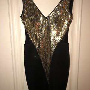 Bebe black and gold dress